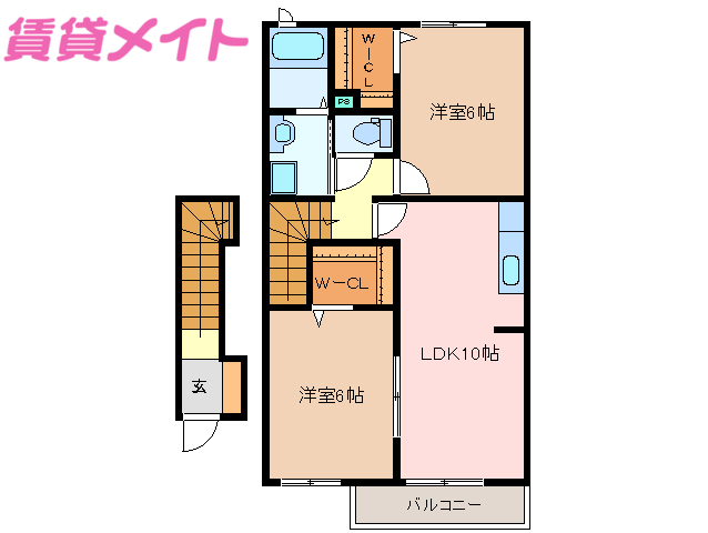 松阪市山室町のアパートの間取り