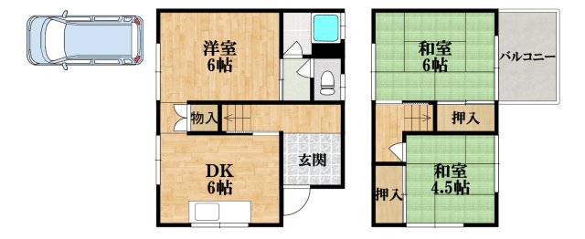 羽曳野市野々上1丁目貸家の間取り写真