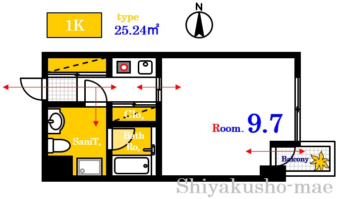 広島電鉄江波線 舟入本町駅 徒歩3分 7階建 築32年の間取り写真