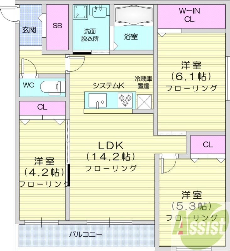 地下鉄東西線 南郷１３丁目駅 徒歩8分 4階建 新築の間取り写真