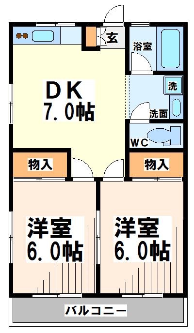 シオダハイツB棟 弊社管理物件の間取り写真