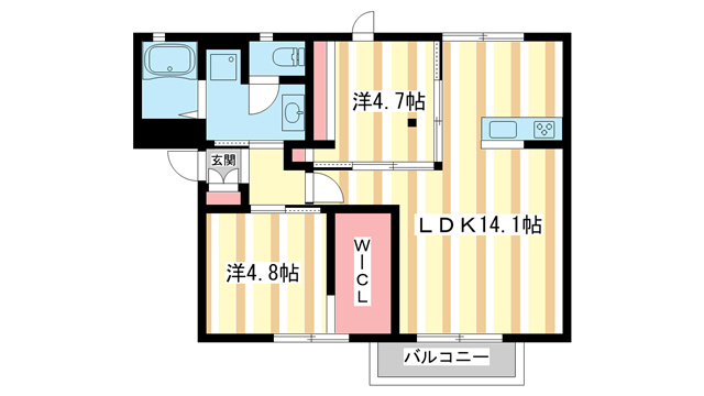 木津川市州見台のアパートの間取り