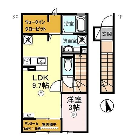 敦賀市公文名のアパートの間取り