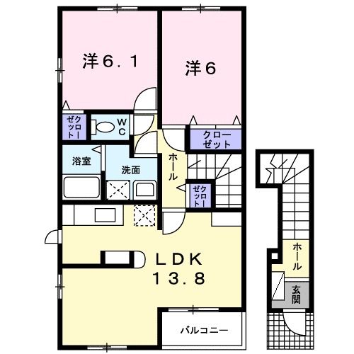 福山市水呑町のアパートの間取り