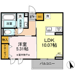 中巨摩郡昭和町河西のアパートの間取り