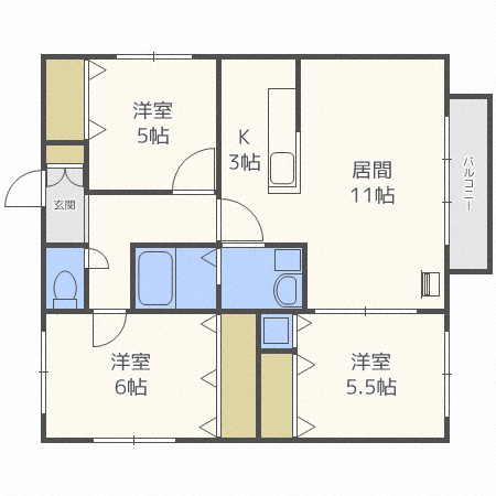 札幌市中央区南十四条西のマンションの間取り