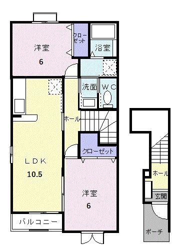 津山市戸島のアパートの間取り