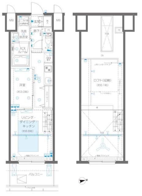 新宿区新宿のマンションの間取り