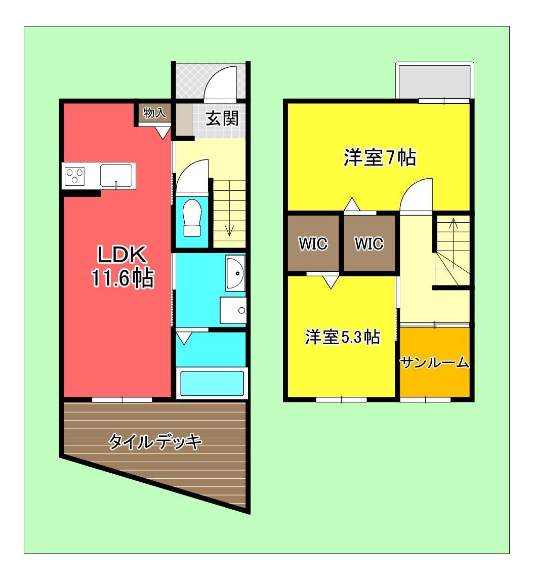 広島市安芸区船越のアパートの間取り