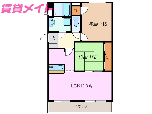 三重郡川越町大字豊田のマンションの間取り