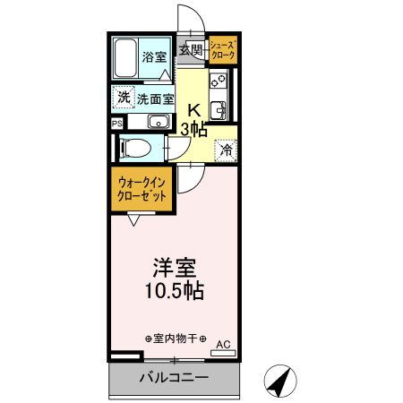 静岡市駿河区谷田のアパートの間取り