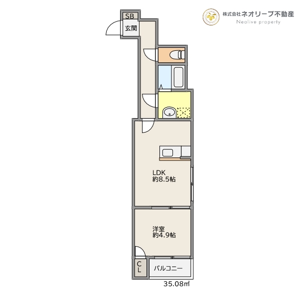 福岡市博多区光丘町のアパートの間取り