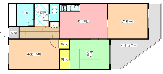 北葛城郡王寺町葛下のマンションの間取り