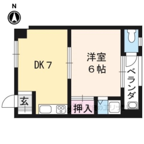 京都市伏見区深草西浦町６丁目のマンションの間取り