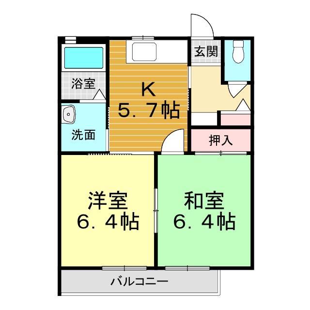 下関市長府松小田本町のアパートの間取り