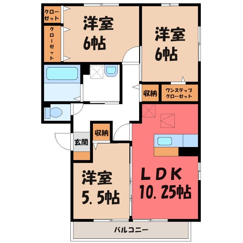 邑楽郡大泉町仙石のアパートの間取り