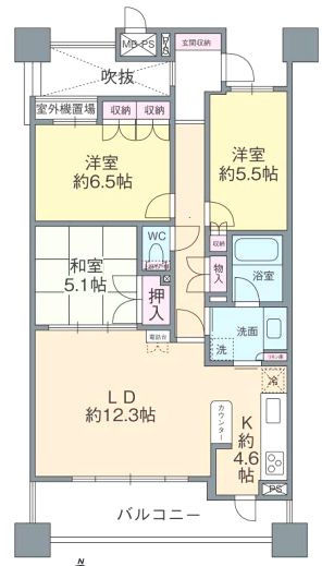 兵庫県西宮市小曽根町１（マンション）の賃貸物件の間取り