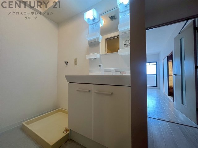 洗面設備　シャワー付き洗面台でお掃除も簡単