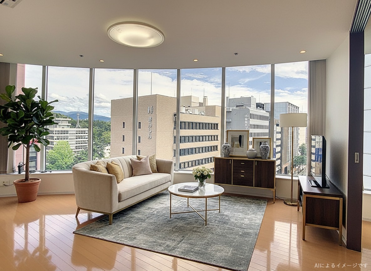 居室・リビング　AIによる画像です。ご入居時に家具家電は付きません。