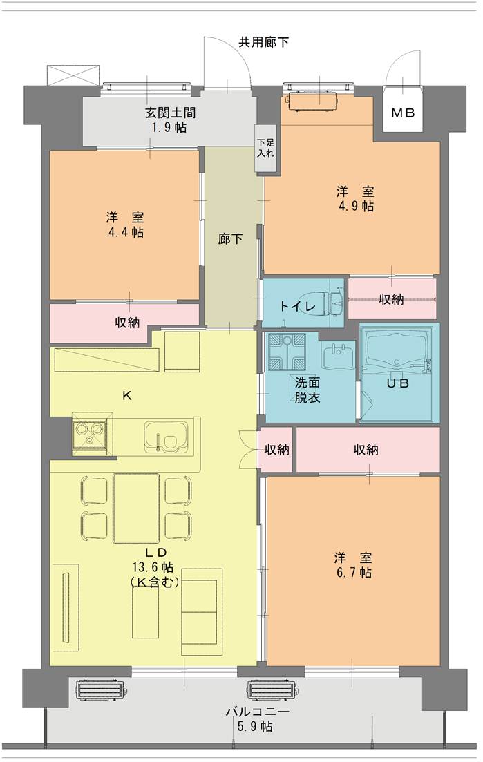 レインボーみやの1棟の間取り