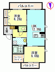 広島市安佐南区長束西のマンションの間取り