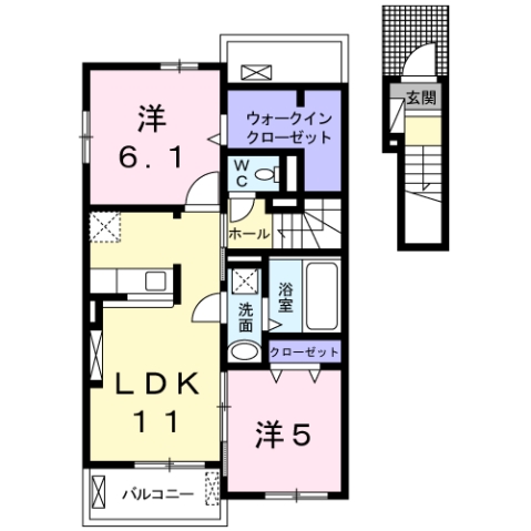 【伊勢市小俣町明野のアパートの間取り】