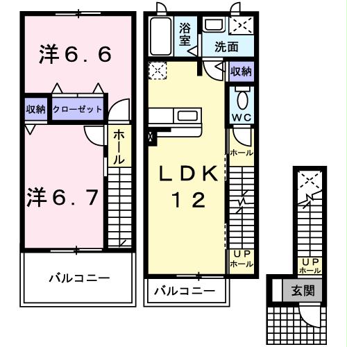 兵庫県姫路市別所町別所５（アパート）の賃貸物件の間取り