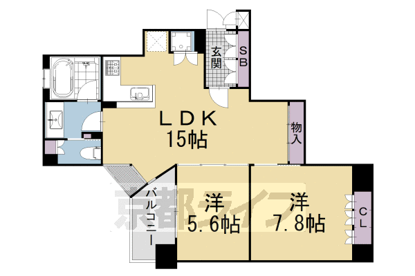 京都市下京区悪王子町のマンションの間取り