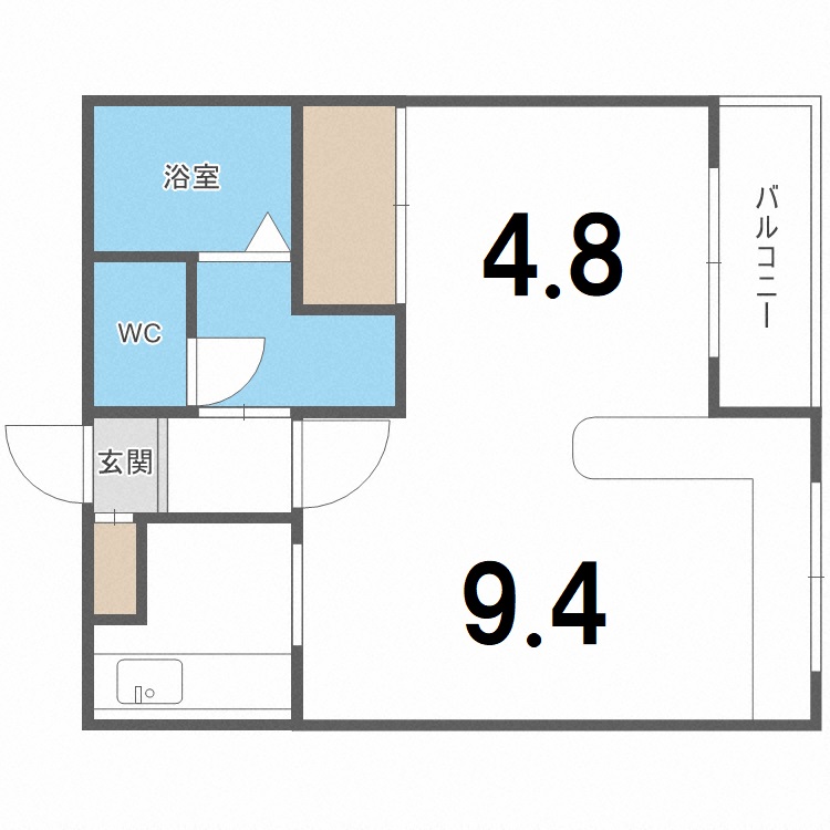 北海道札幌市豊平区平岸四条１８（マンション）の賃貸物件の間取り