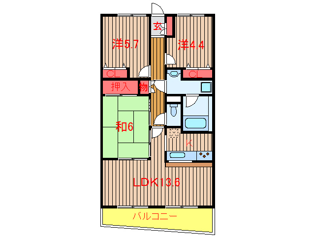 八千代市大和田新田のマンションの間取り