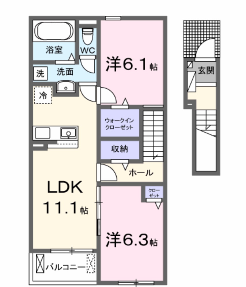 姫路市書写のアパートの間取り