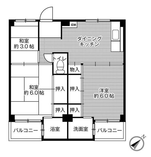 【ビレッジハウス紀三井寺5号棟の間取り】