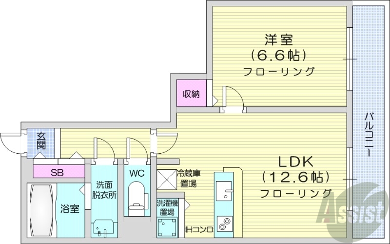 【札幌市中央区南九条西のマンションの間取り】