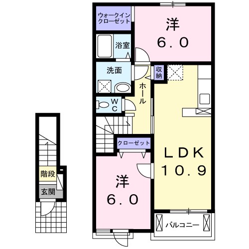 日置市伊集院町下神殿のアパートの間取り