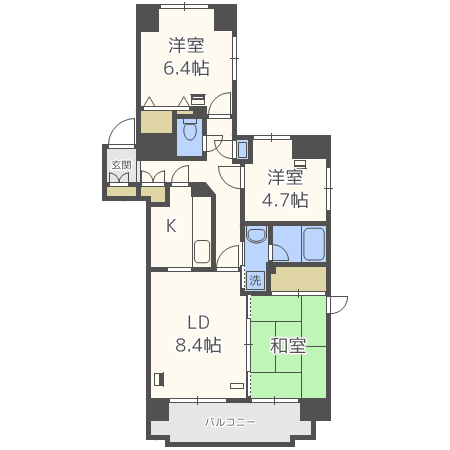 コープ野村山鼻グランデの間取り