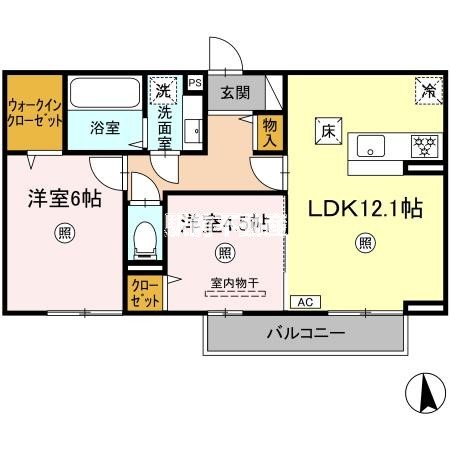 三井郡大刀洗町大字山隈のアパートの間取り