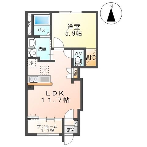 高岡市上関のアパートの間取り