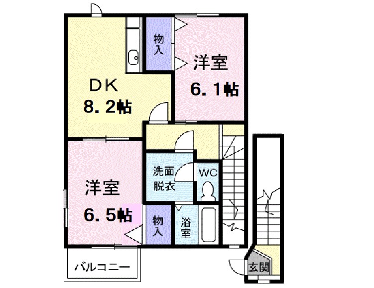 土浦市おおつ野のアパートの間取り