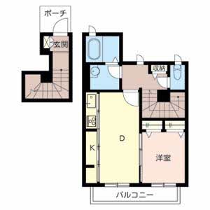 堺市北区北花田町のアパートの間取り