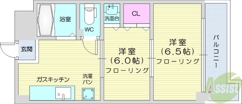 仙台市青葉区木町通のマンションの間取り