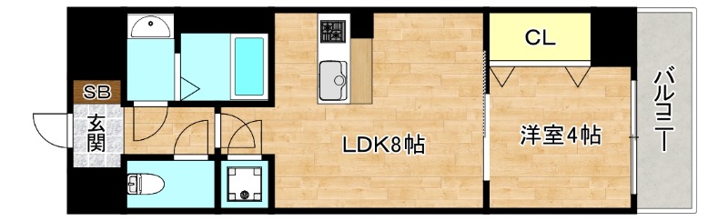 大阪市生野区小路のマンションの間取り