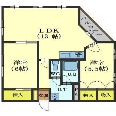 函館市豊川町のマンションの間取り