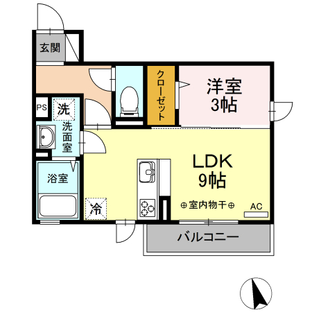 山形市鈴川町のアパートの間取り