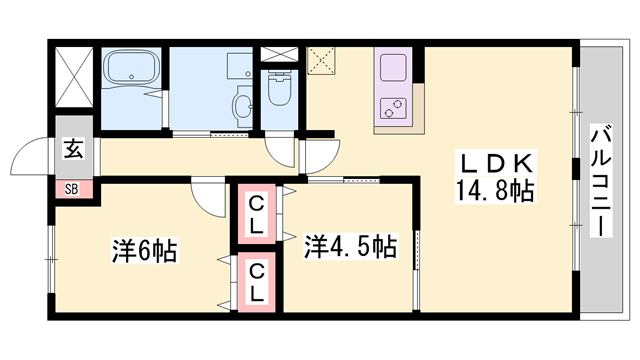 加古郡播磨町二子のマンションの間取り