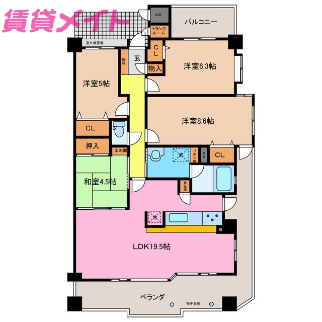 津市南が丘のマンションの間取り