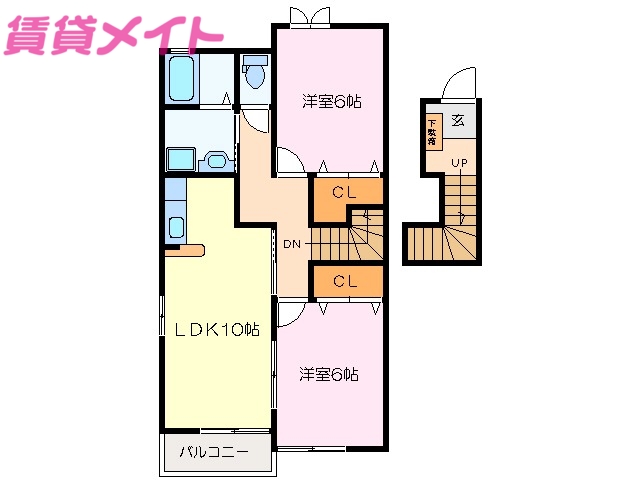 度会郡玉城町中楽のアパートの間取り