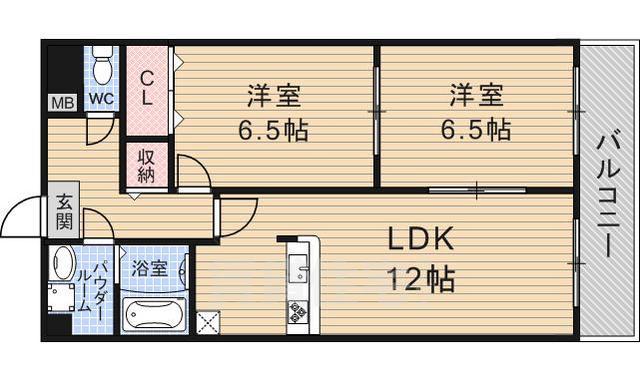 京都市山科区上花山講田町のマンションの間取り