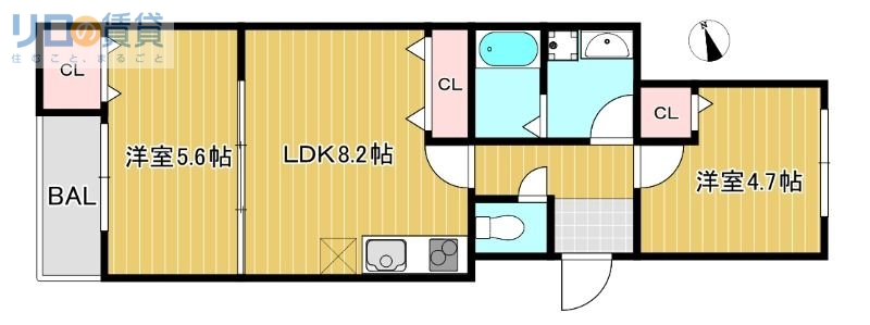 【大阪市東淀川区菅原のアパートの間取り】