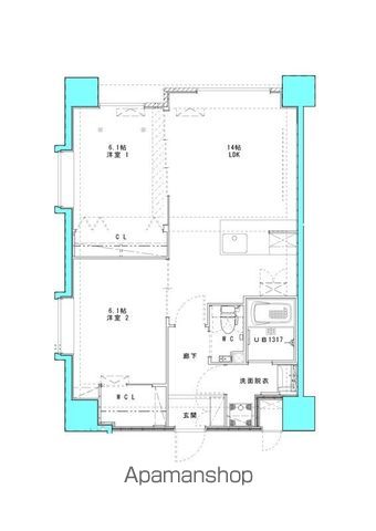 地下鉄七隈線 博多駅 徒歩16分 14階建 築2年の間取り写真