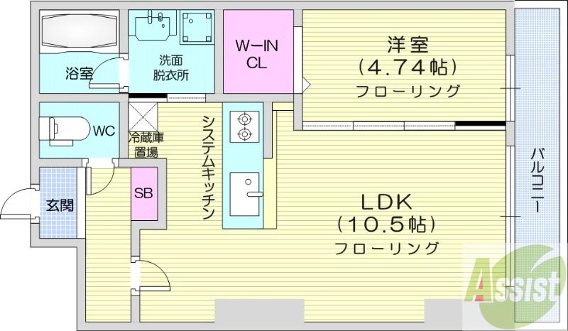 地下鉄東西線 西１８丁目駅 徒歩2分 7階建 築6年の間取り写真
